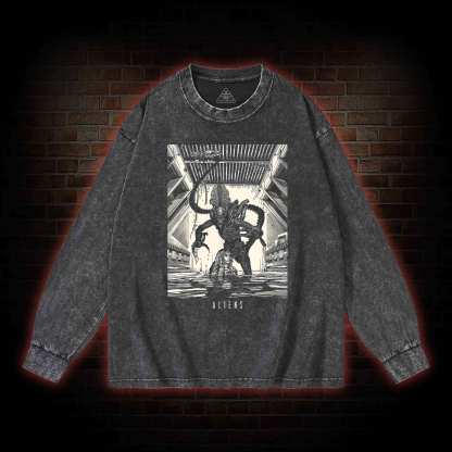 Retro Alien Washed Long-Sleeve T-shirt