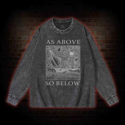 Retro As Above So Below Washed Long-Sleeve T-shirt