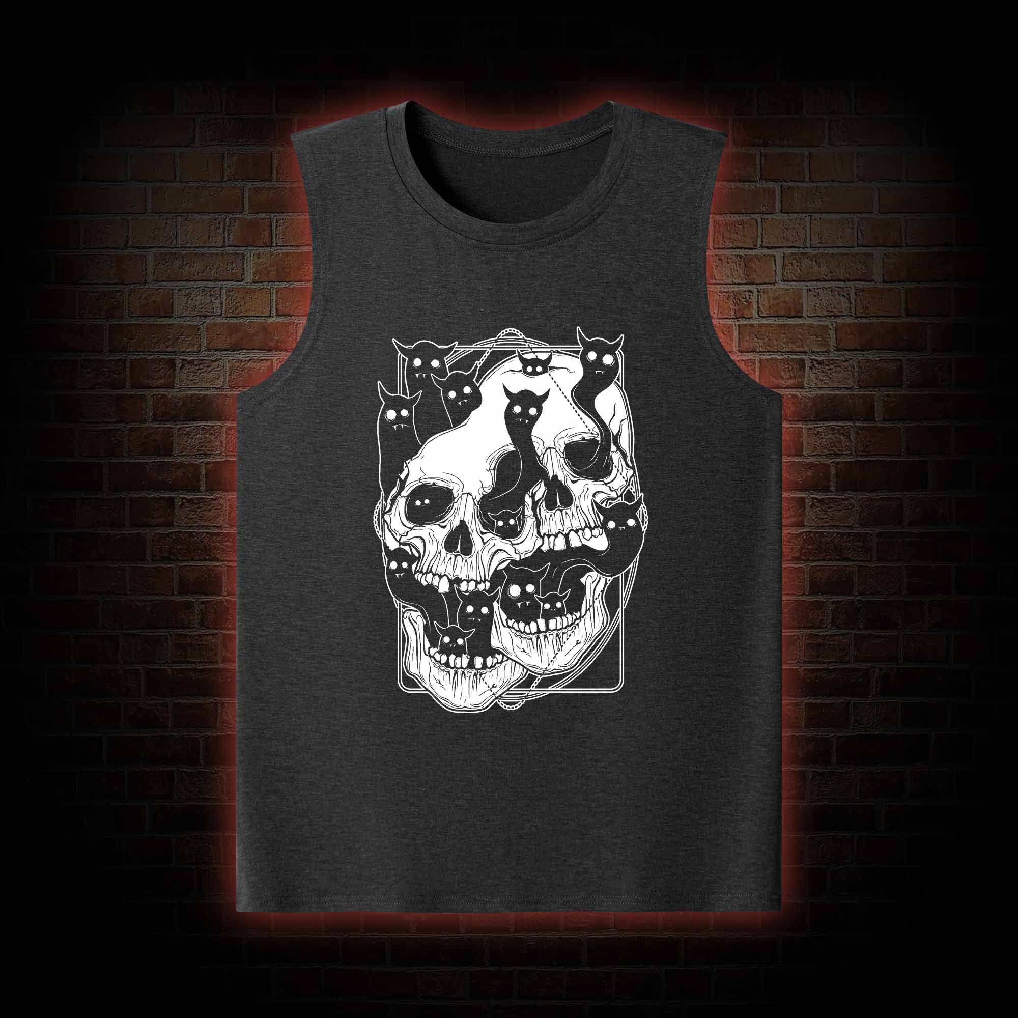 Cat Ghost Double Skull Tank Top