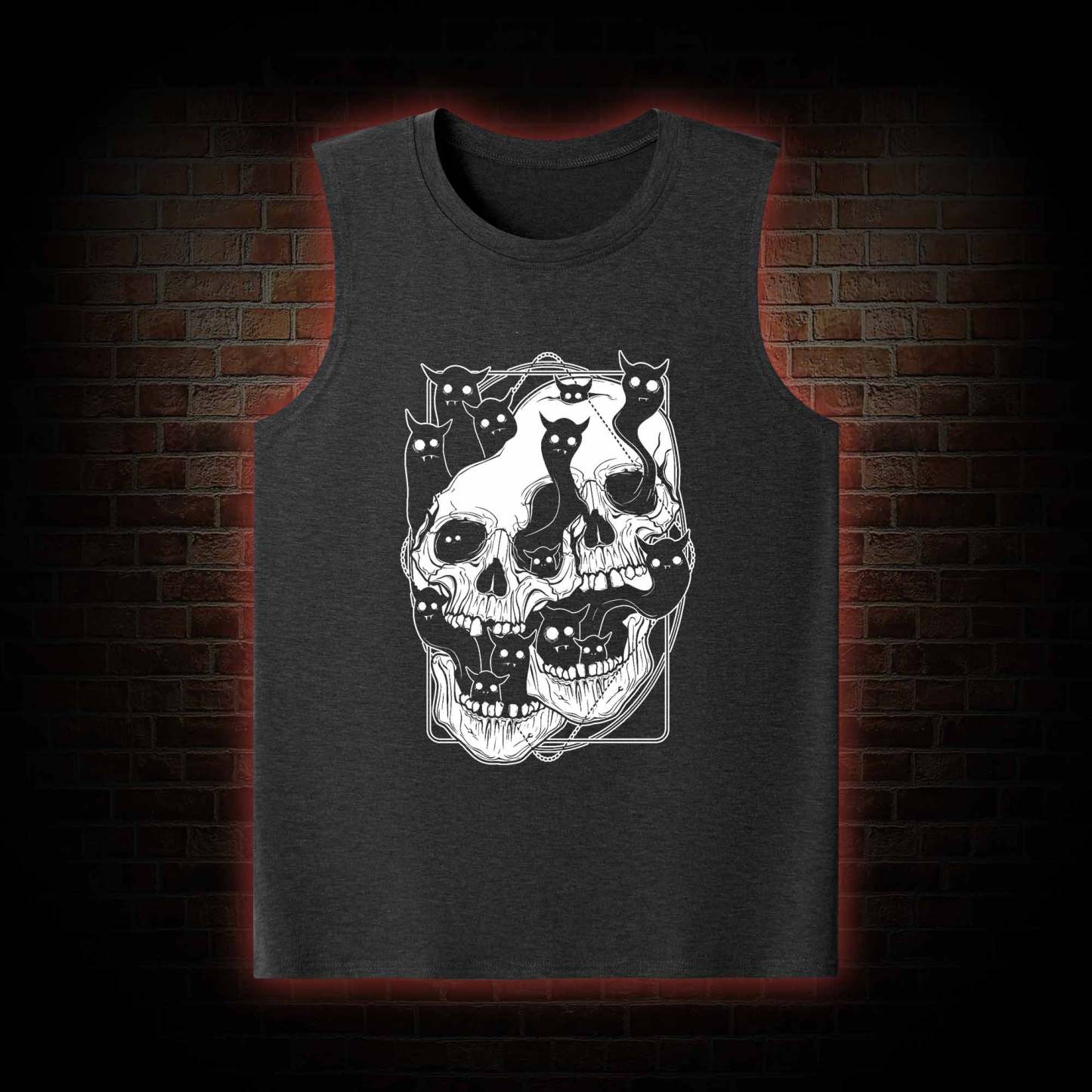 Cat Ghost Double Skull Tank Top