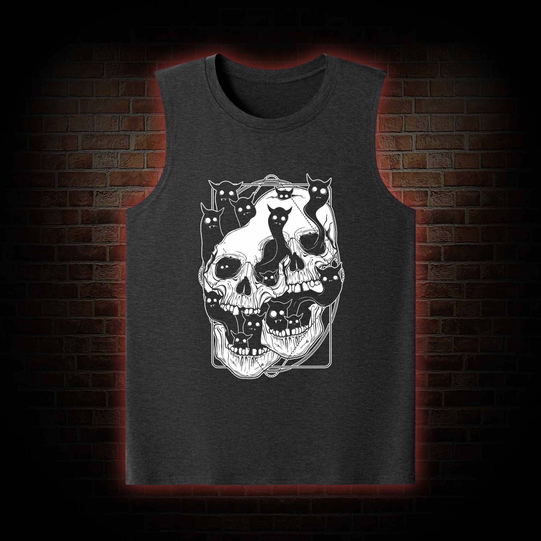 Cat Ghost Double Skull Tank Top