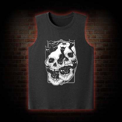Cat Ghost Double Skull Tank Top