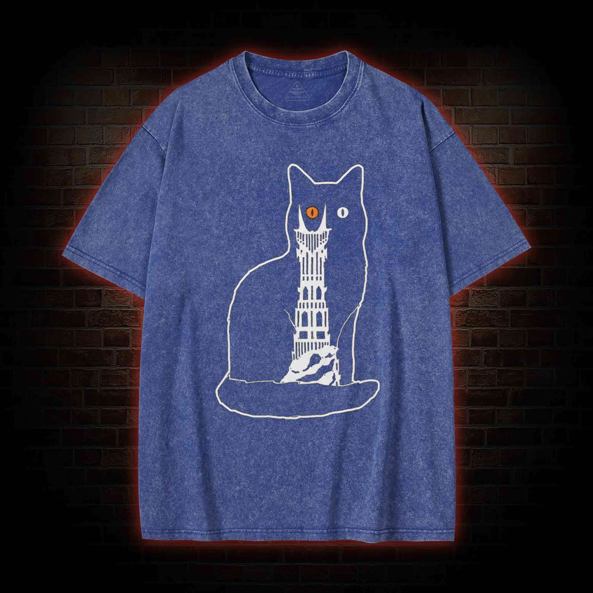 Cat Sauron Funny Washed T-shirt