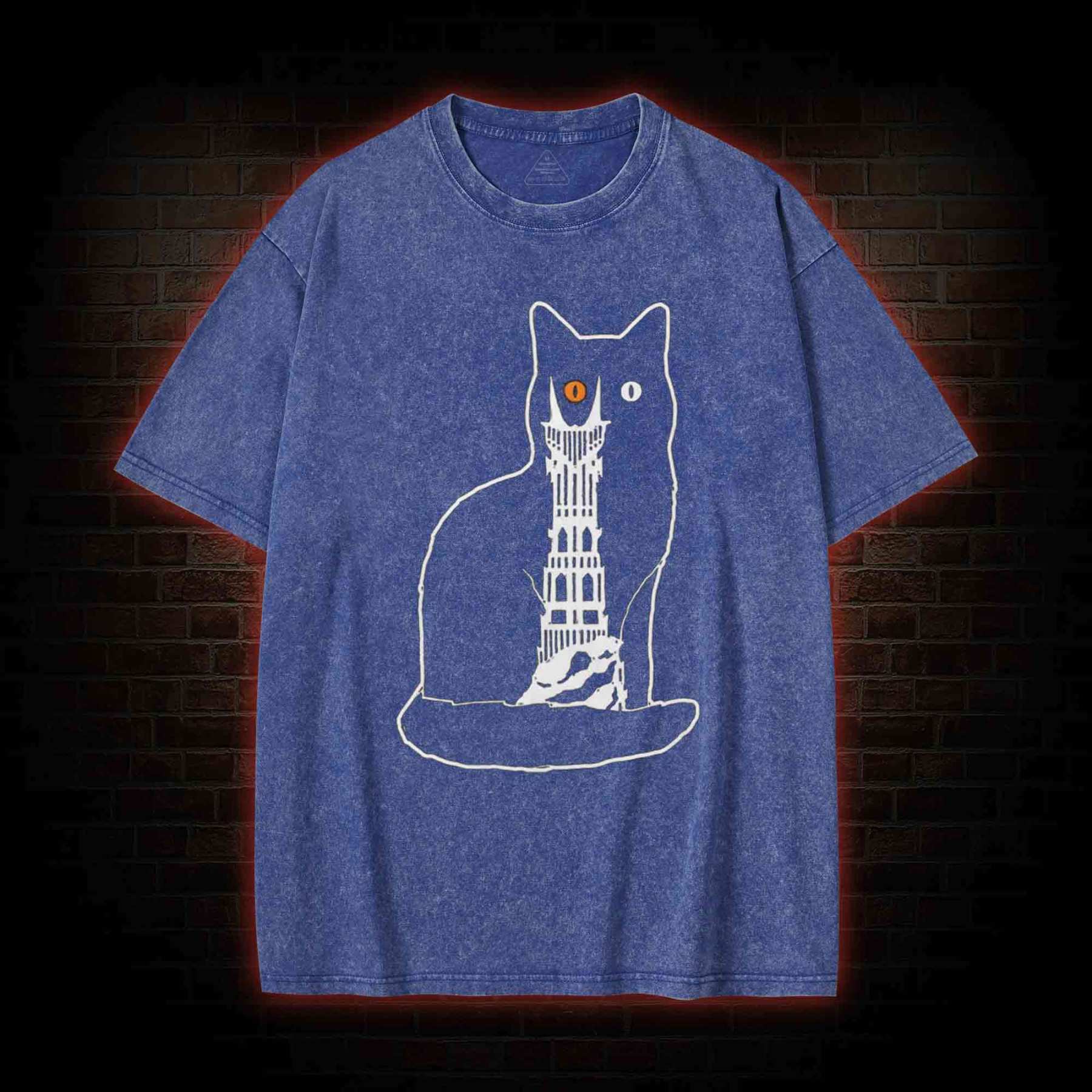 Cat Sauron Funny Washed T-shirt