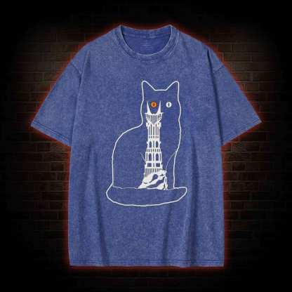 Cat Sauron Funny Washed T-shirt