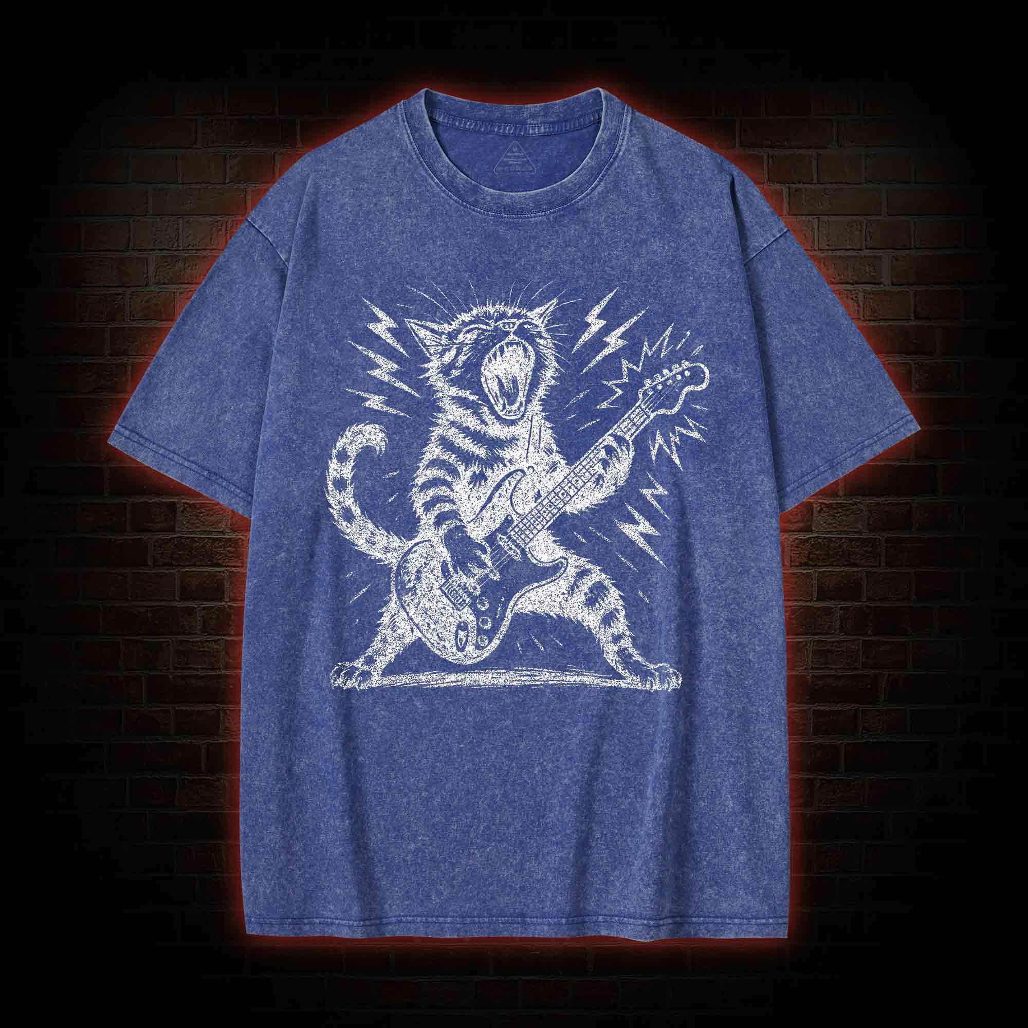 Rock and Roll Cat Washed T-shirt