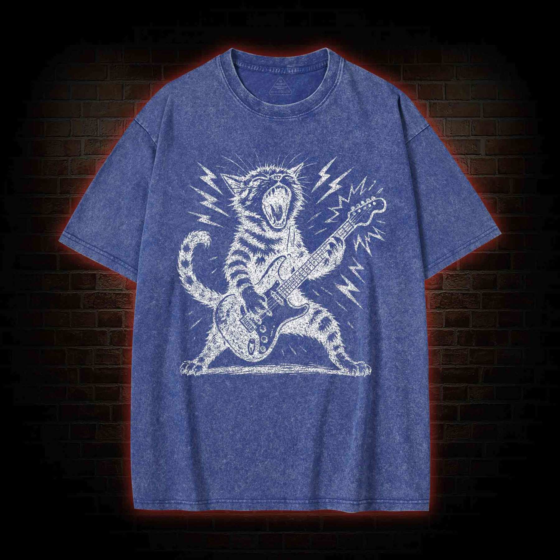 Rock and Roll Cat Washed T-shirt