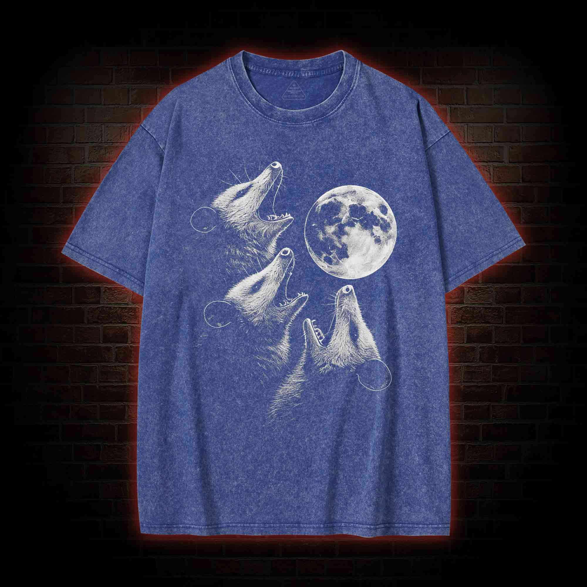 Possums Howling to Moon Washed T-shirt