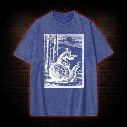 Medieval Snail Rider Washed T-shirt
