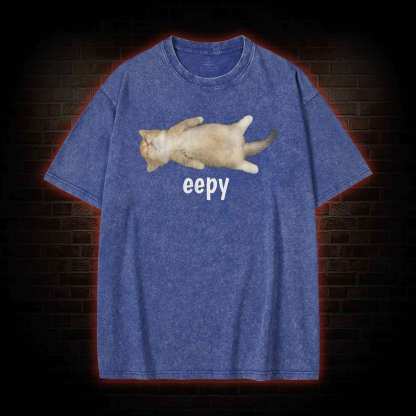 Silly Sleepy Cat Washed T-shirt