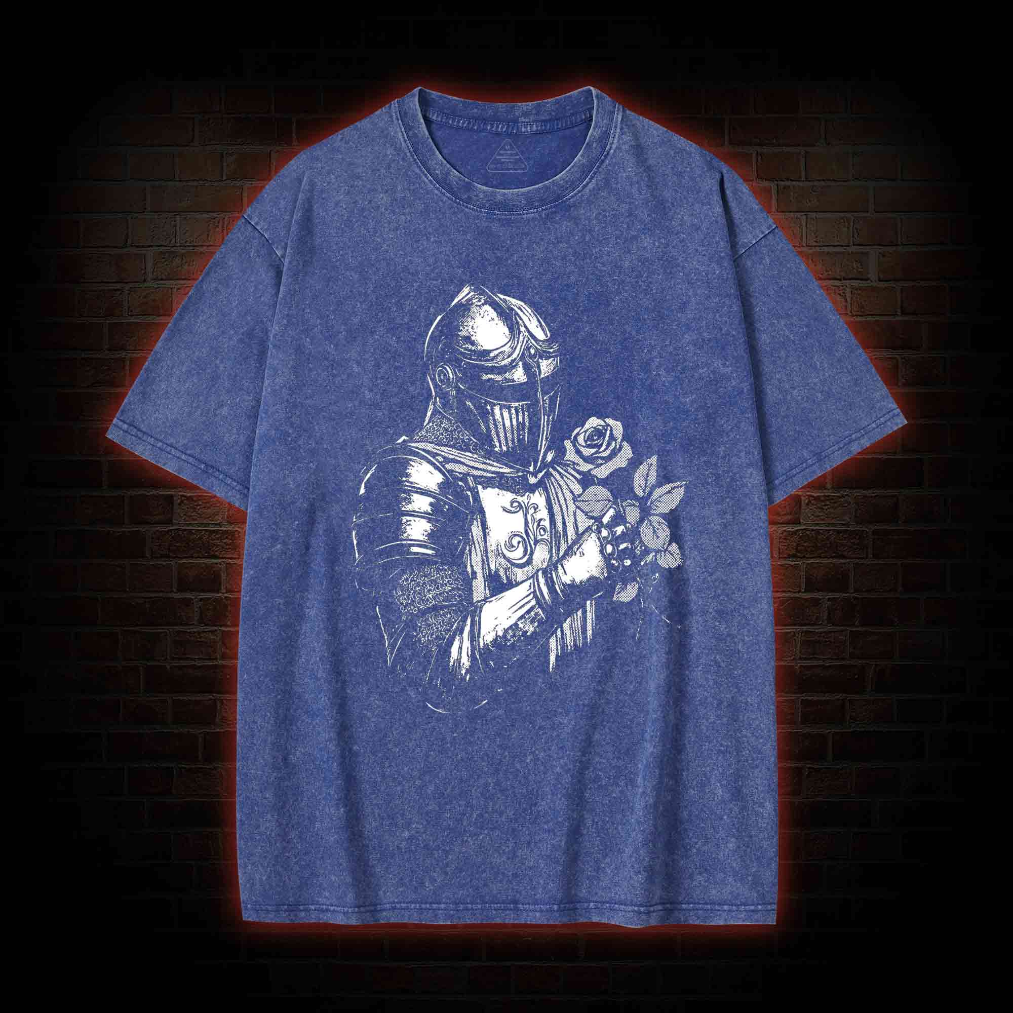 Knight Holding Roses Washed T-shirt