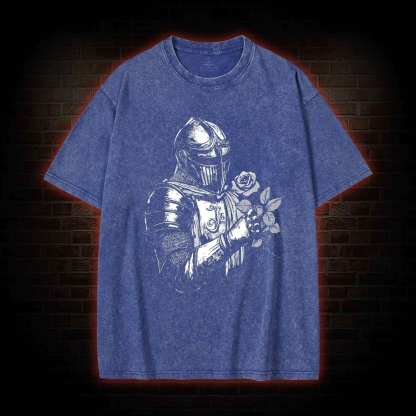 Knight Holding Roses Washed T-shirt