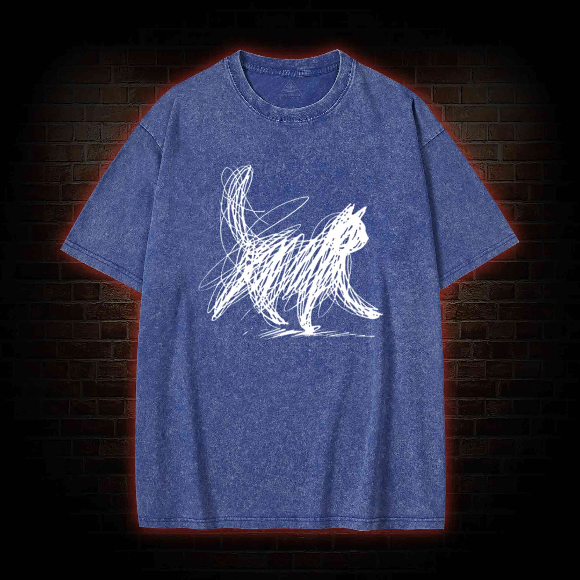 Cat Line Art Washed T-shirt