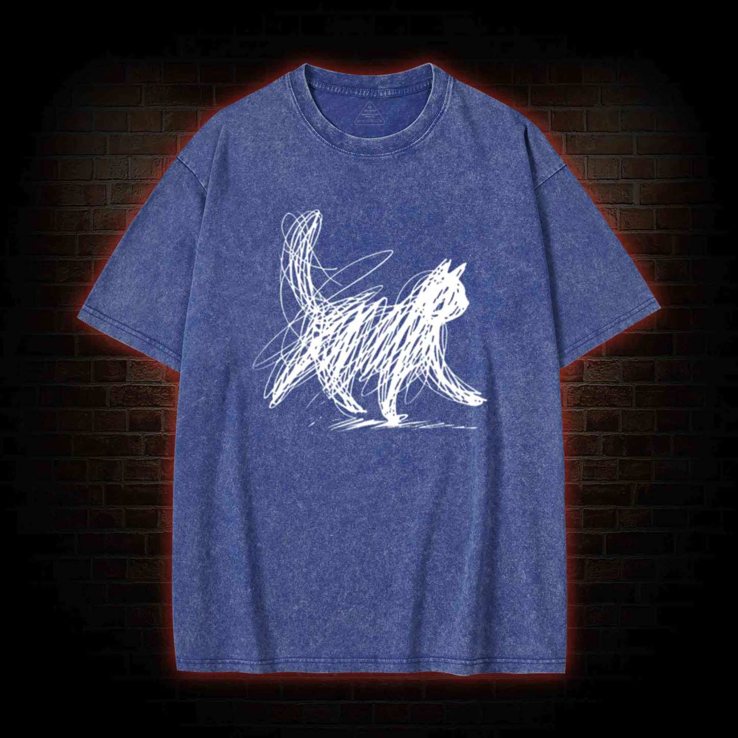 Cat Line Art Washed T-shirt