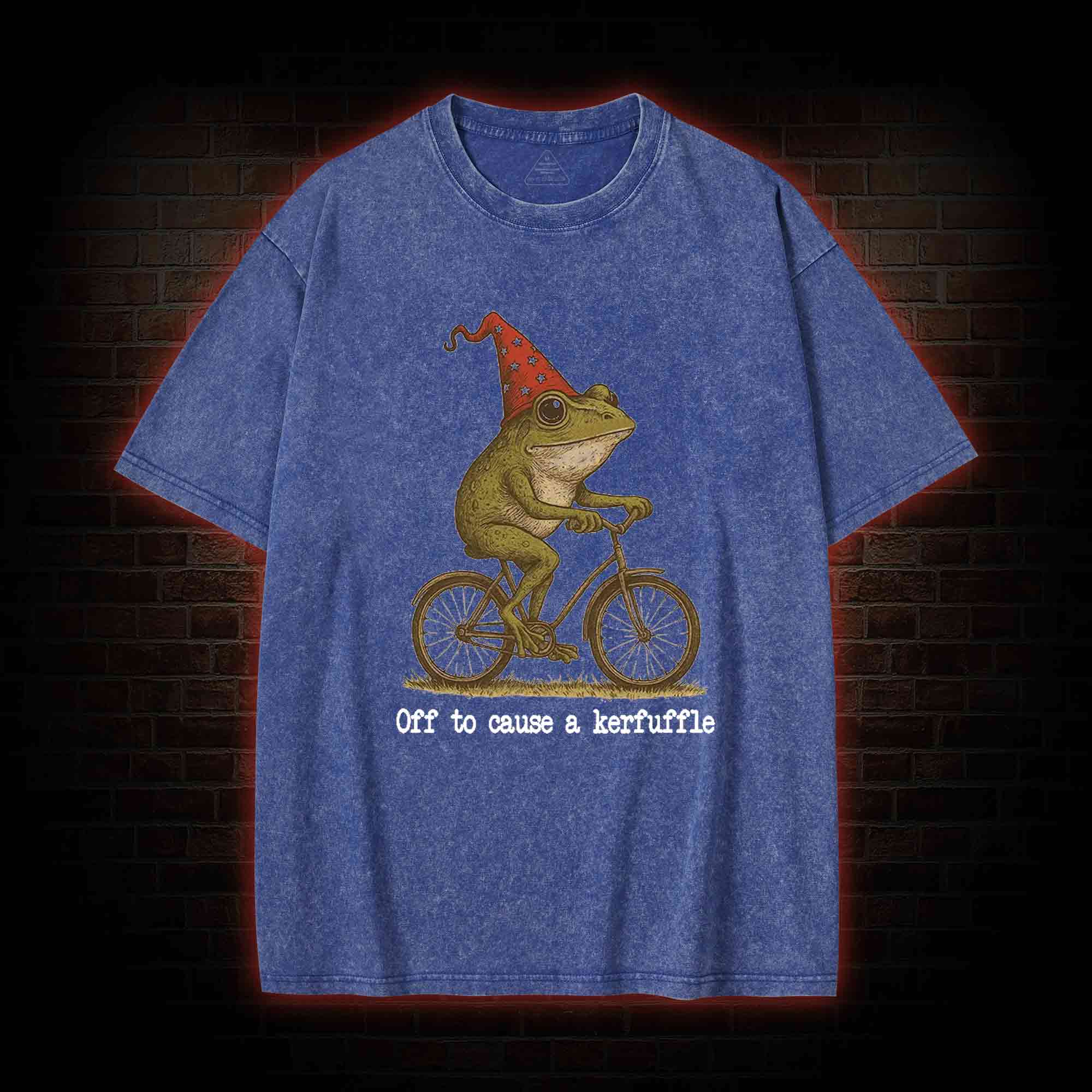 Off to Cause a Kerfuffle Frog Washed T-shirt
