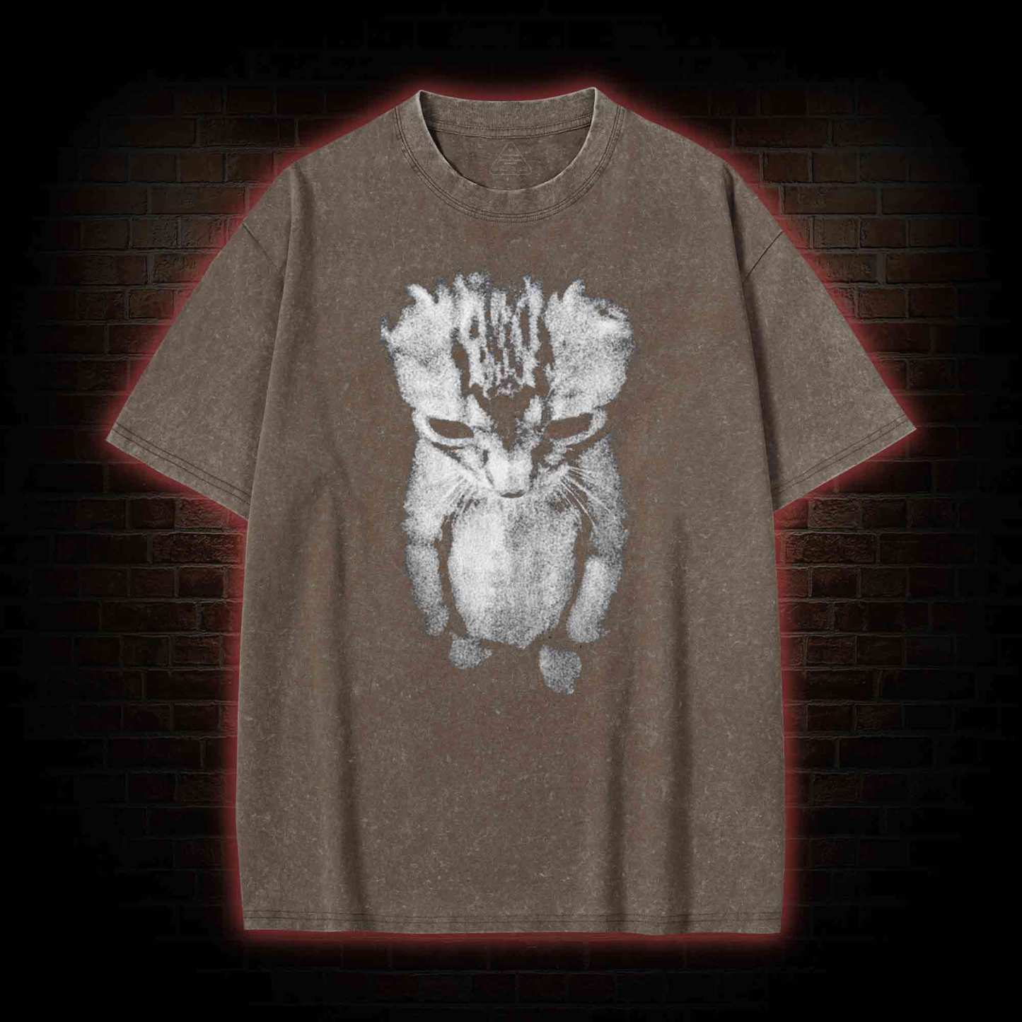 Sad Kitten Meme Standing Cat Washed T-shirt