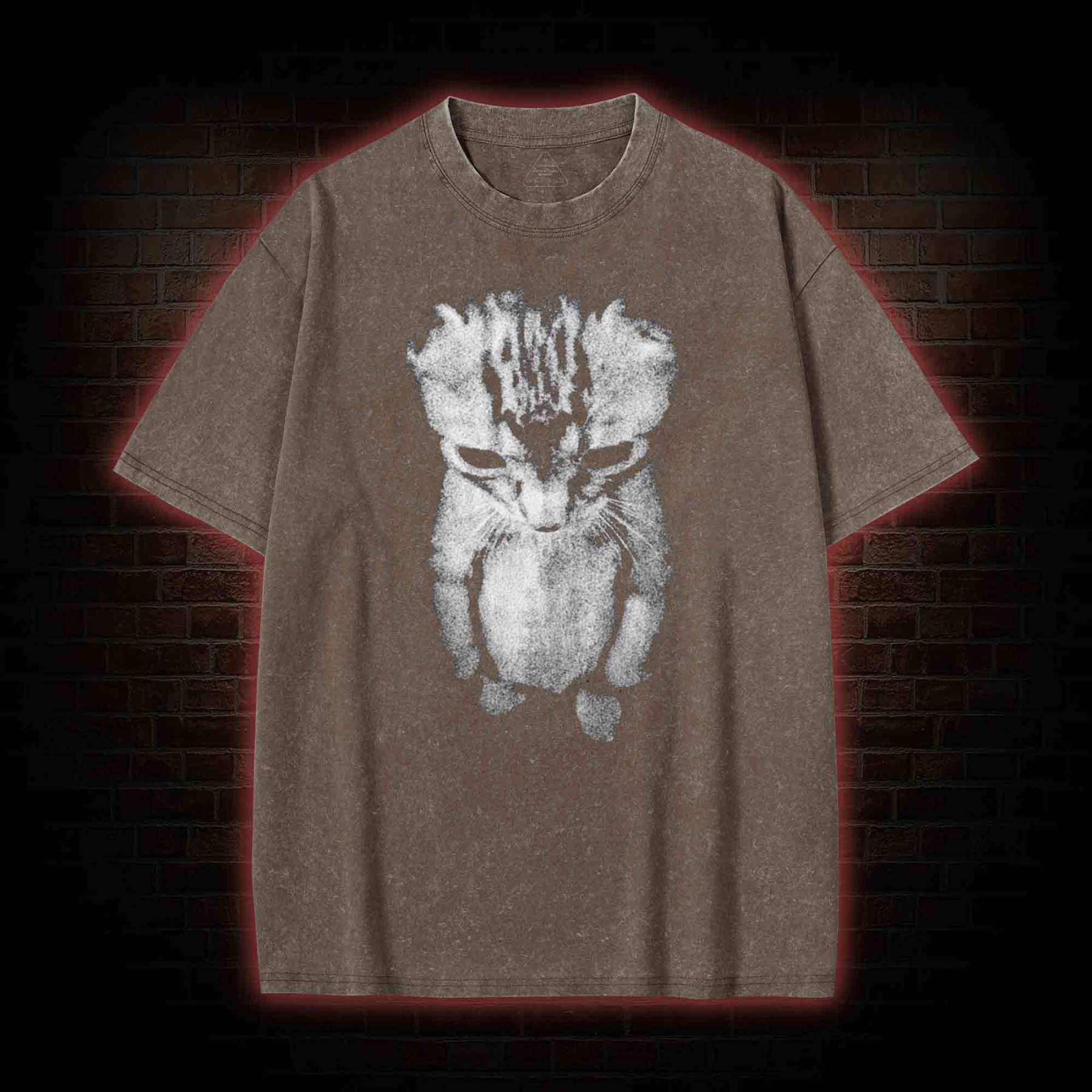Sad Kitten Meme Standing Cat Washed T-shirt