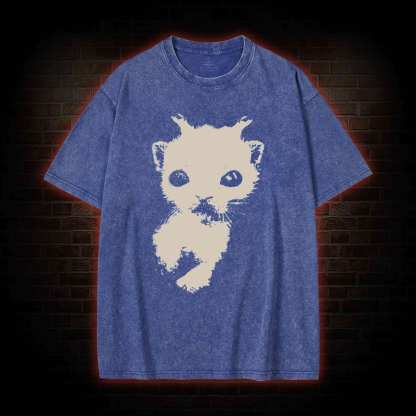 Silly Cat Alien Washed T-shirt