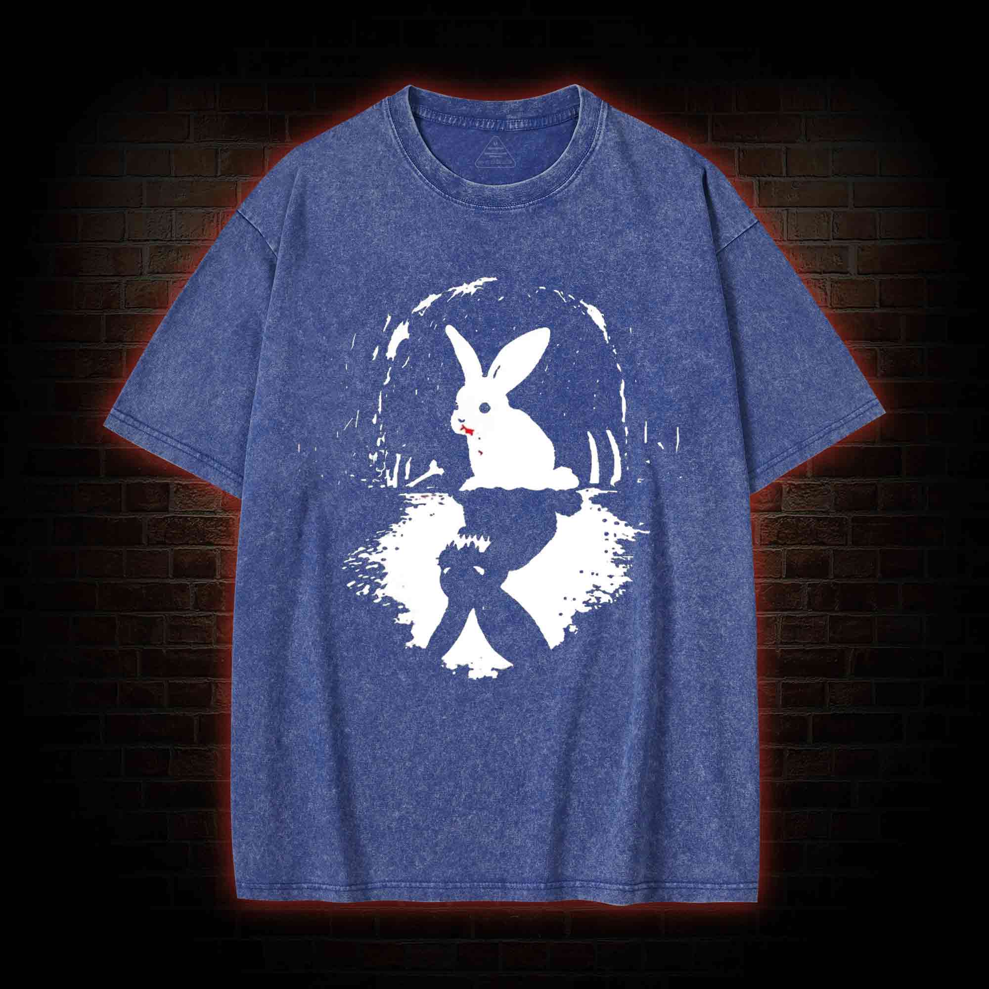Surreal Duality Rabbit Reflection Washed T-shirt