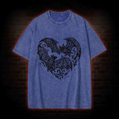 Vampire Bat Heart Washed T-shirt