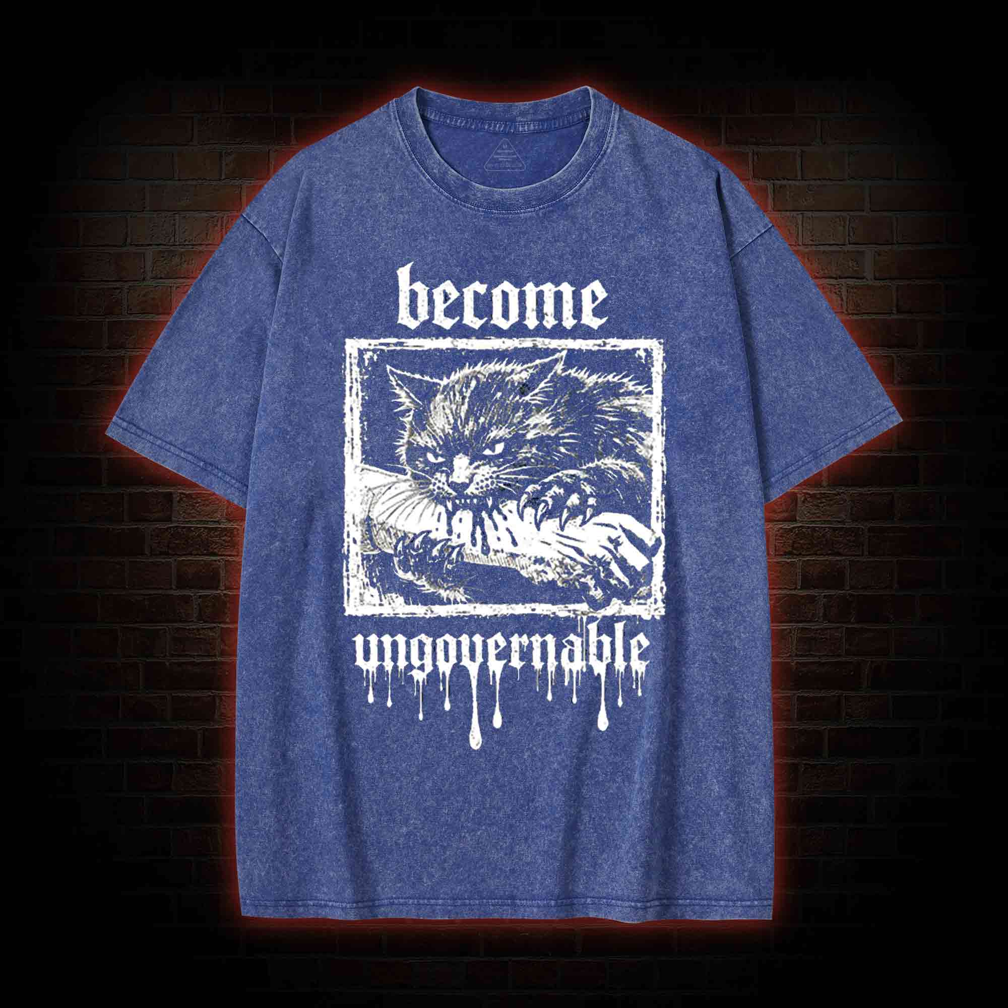 Funny Feral Cat Washed T-shirt