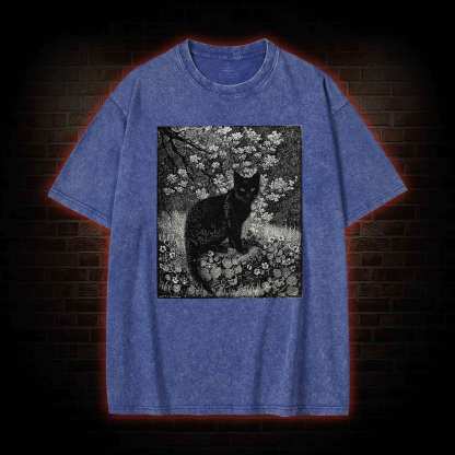 Vintage Black Cat Washed T-shirt