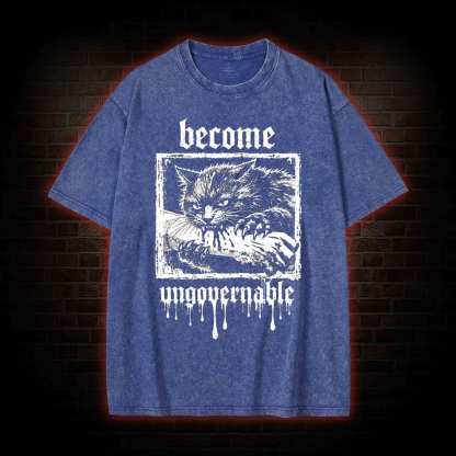 Funny Feral Cat Washed T-shirt