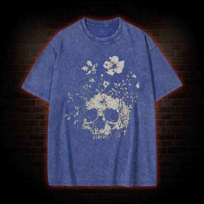 Floral Skull Washed T-shirt
