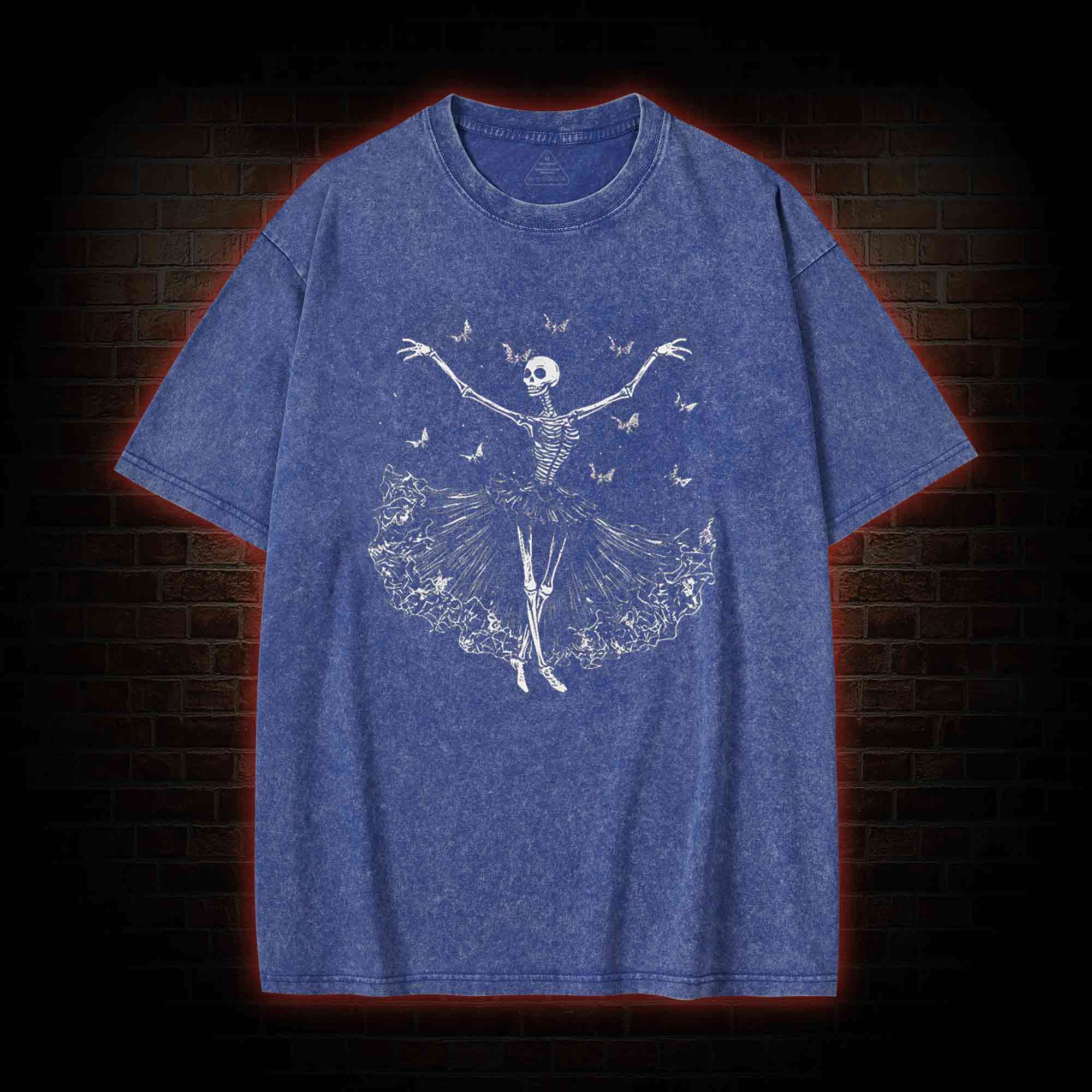 Floral Ballerina with Bats Skeleton Washed T-shirt