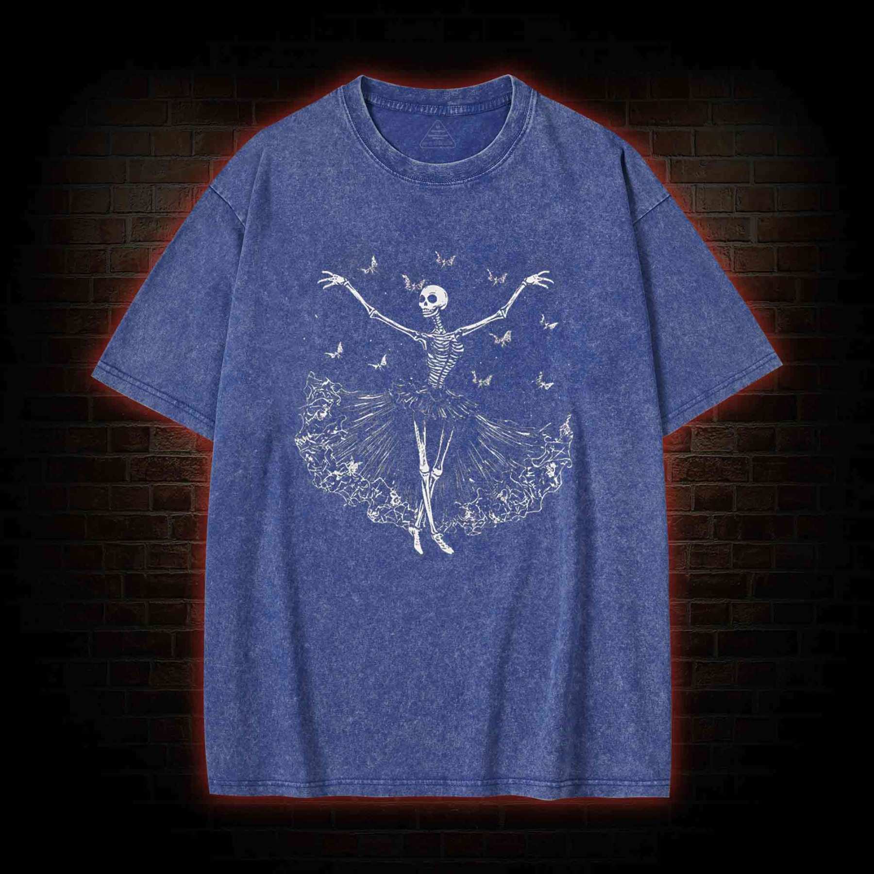 Floral Ballerina with Bats Skeleton Washed T-shirt