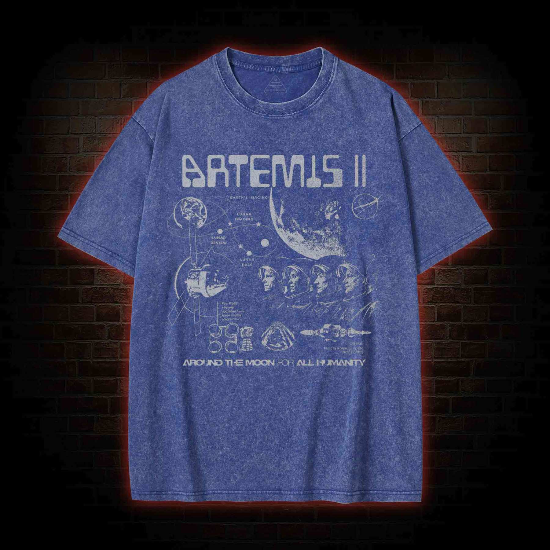 Around the Moon for All Humanity Washed T-shirt