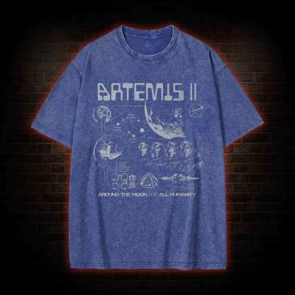 Around the Moon for All Humanity Washed T-shirt