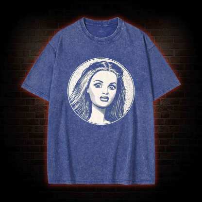 Disgusted Doll Face Washed T-shirt
