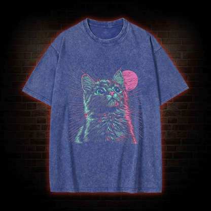 Psychedelic Cat Washed T-shirt