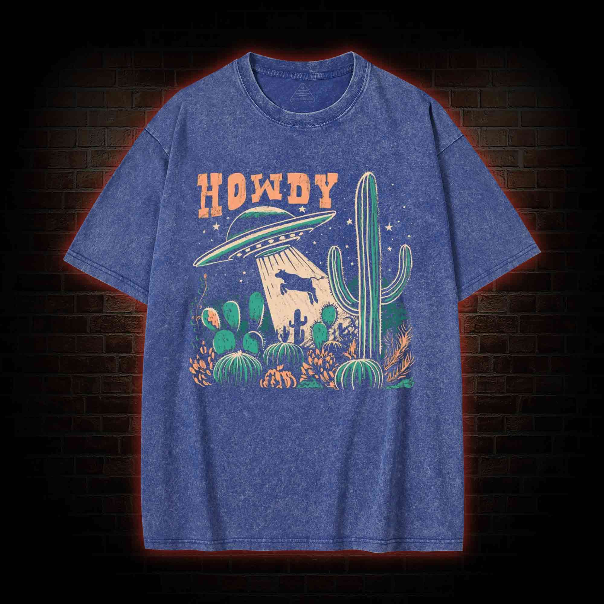 UFO Cow Abduction Washed T-shirt