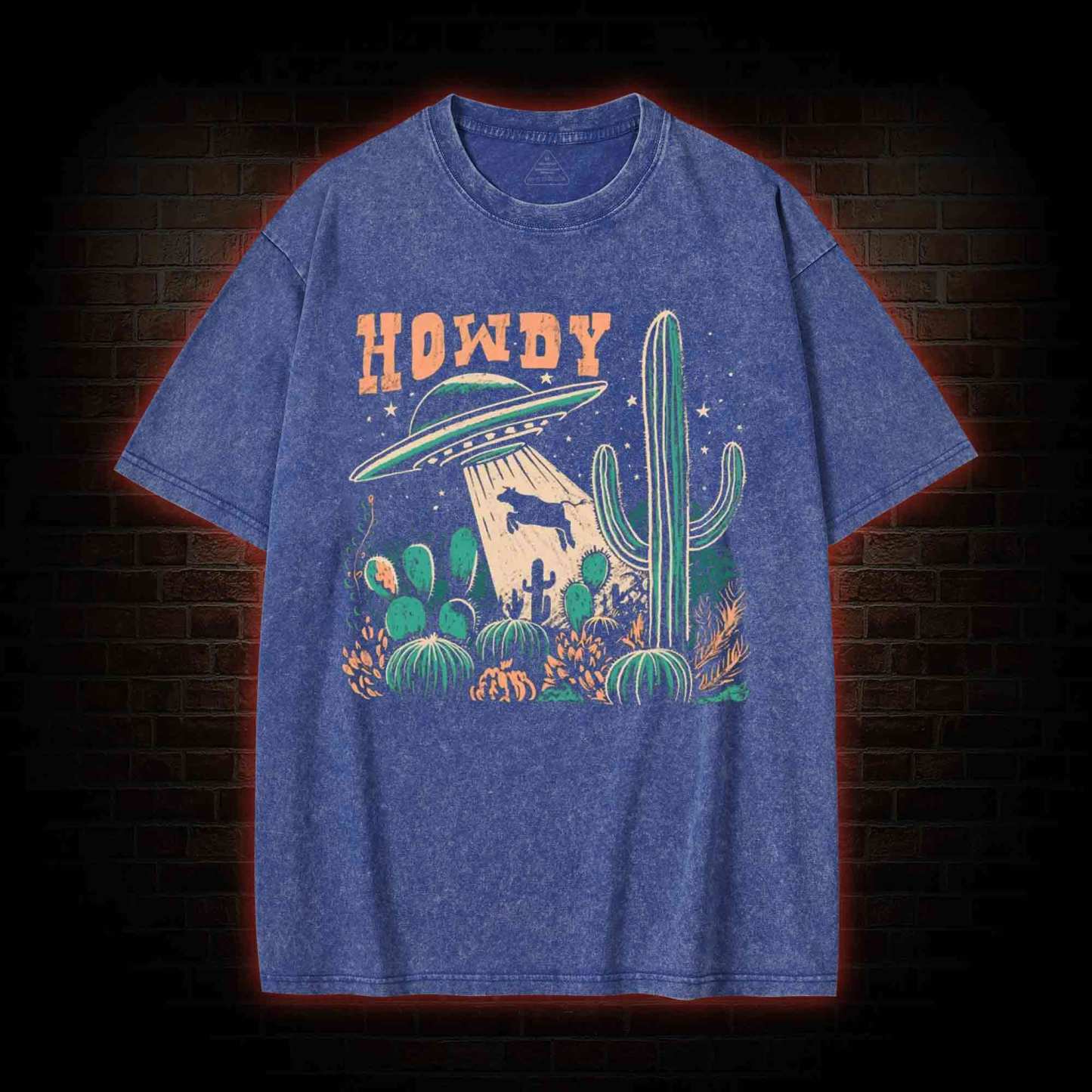 UFO Cow Abduction Washed T-shirt