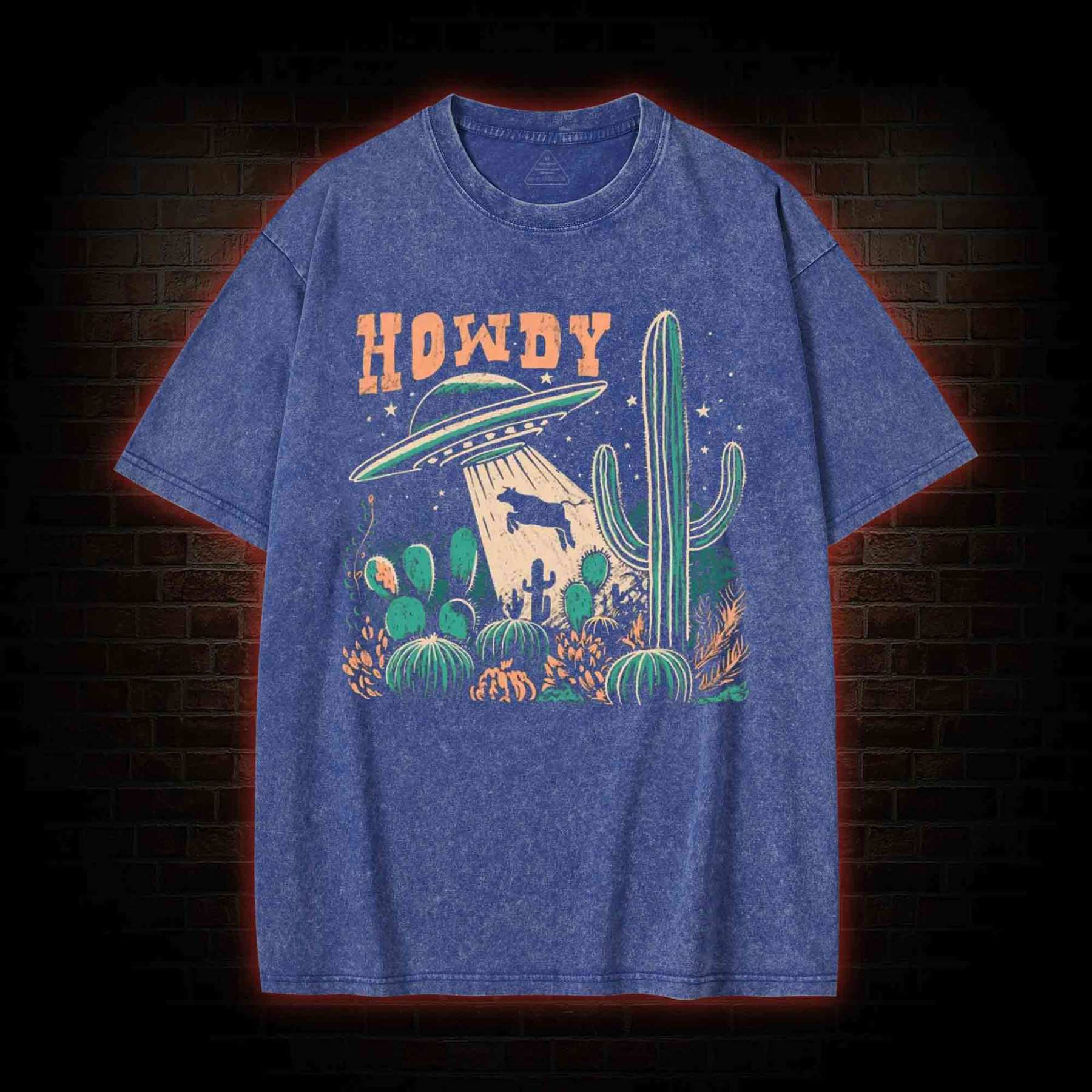 UFO Cow Abduction Washed T-shirt