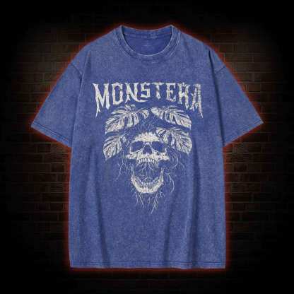 Monstera Skull Washed T-shirt