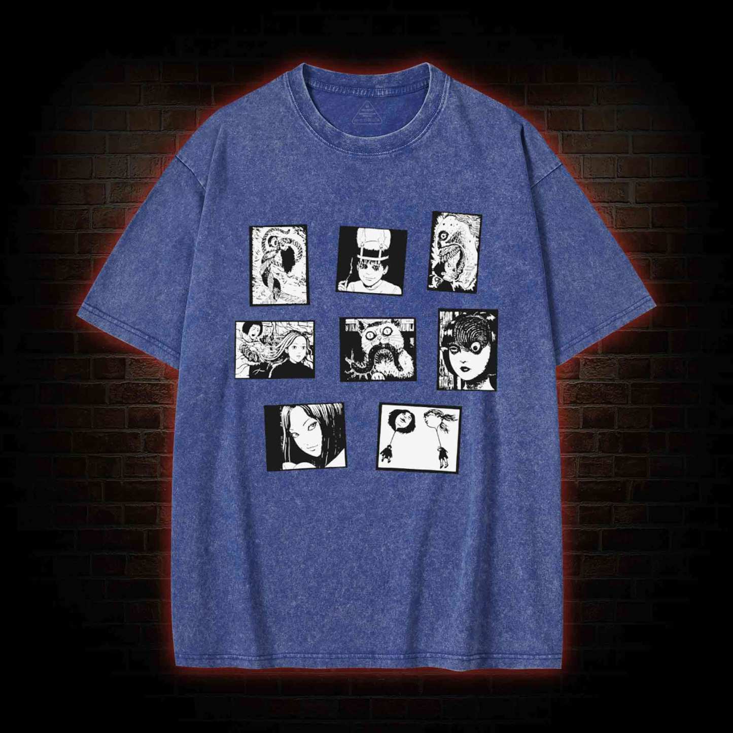 Retro Horror Manga Washed T-shirt