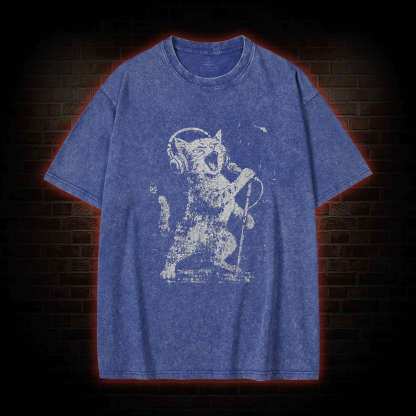 Rockstar Cat Washed T-shirt