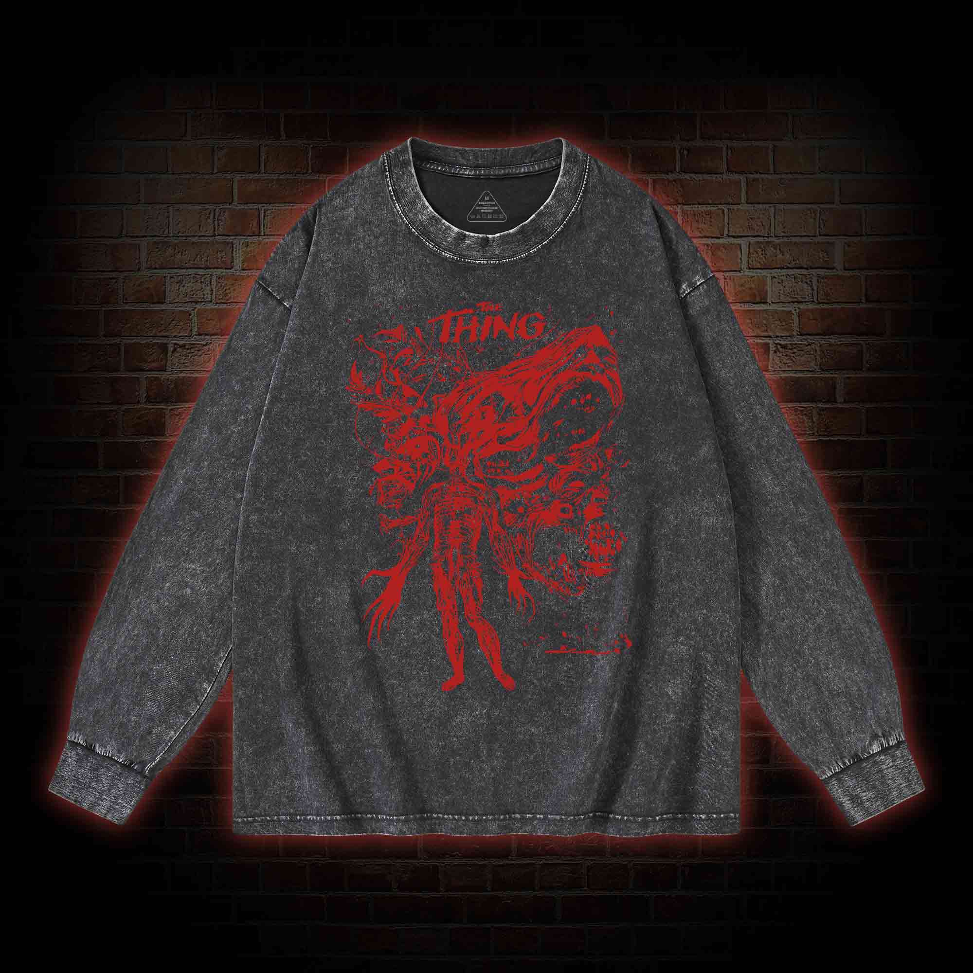Retro The Thing Horror Washed Long-Sleeve T-shirt