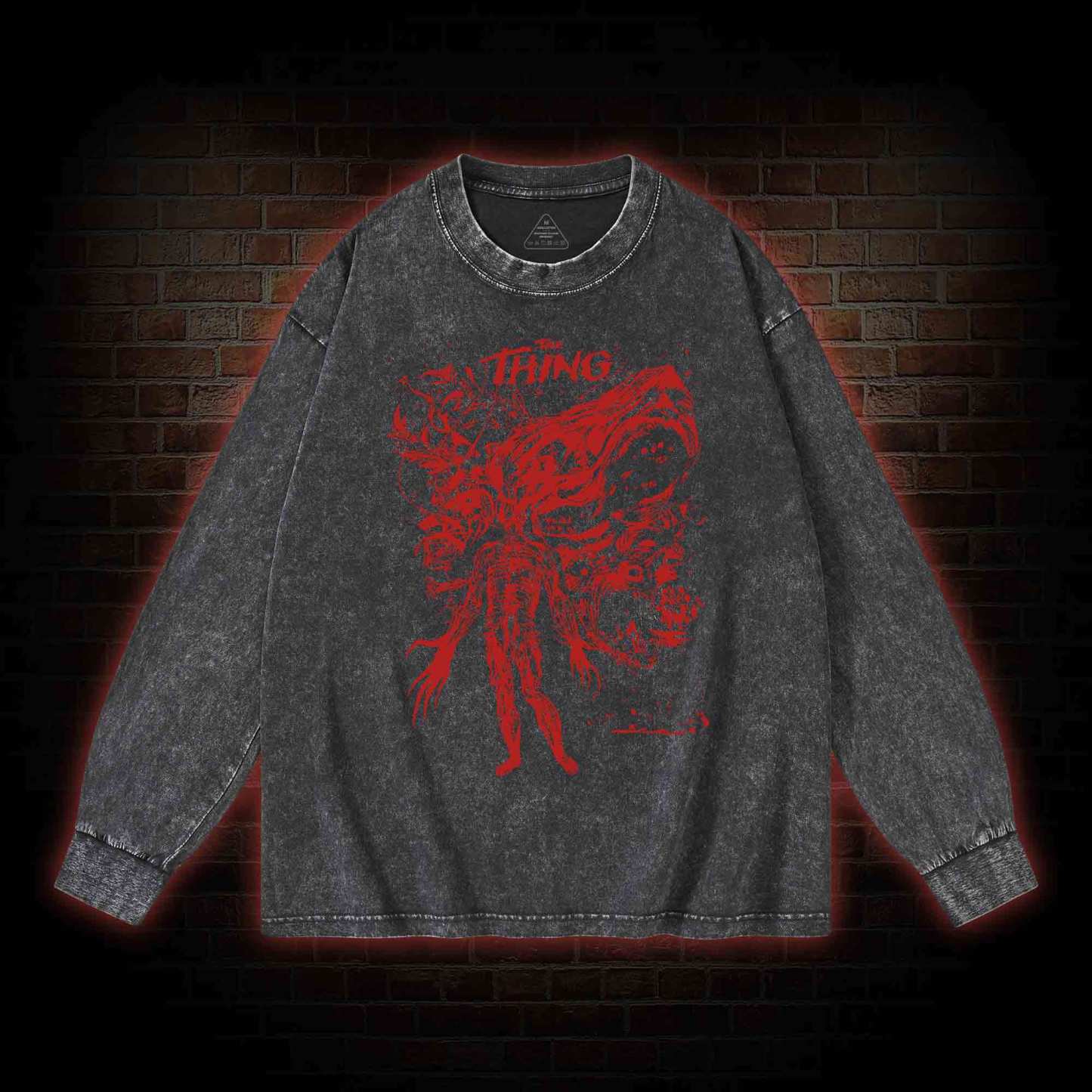 Retro The Thing Horror Washed Long-Sleeve T-shirt