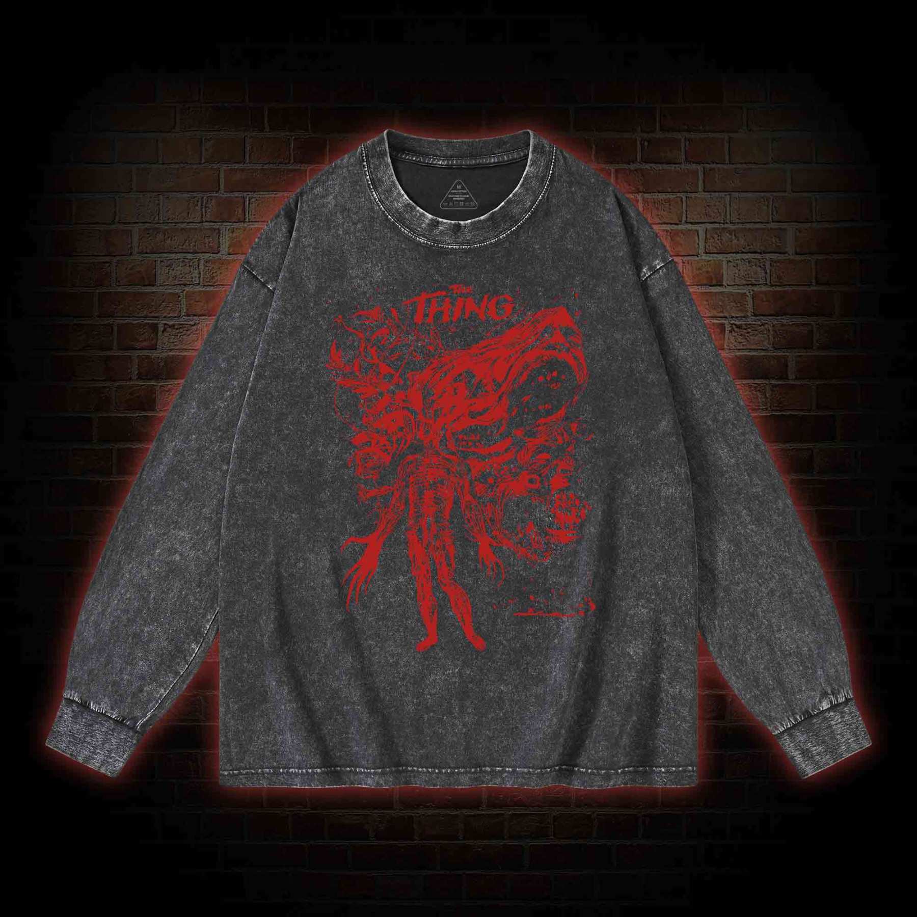 Retro The Thing Horror Washed Long-Sleeve T-shirt