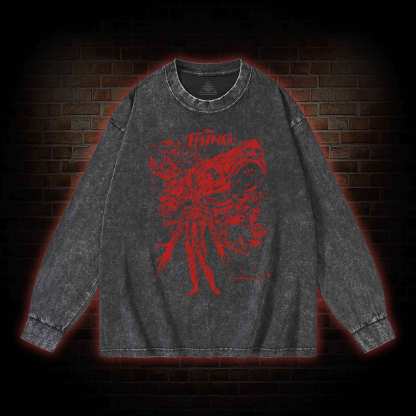 Retro The Thing Horror Washed Long-Sleeve T-shirt