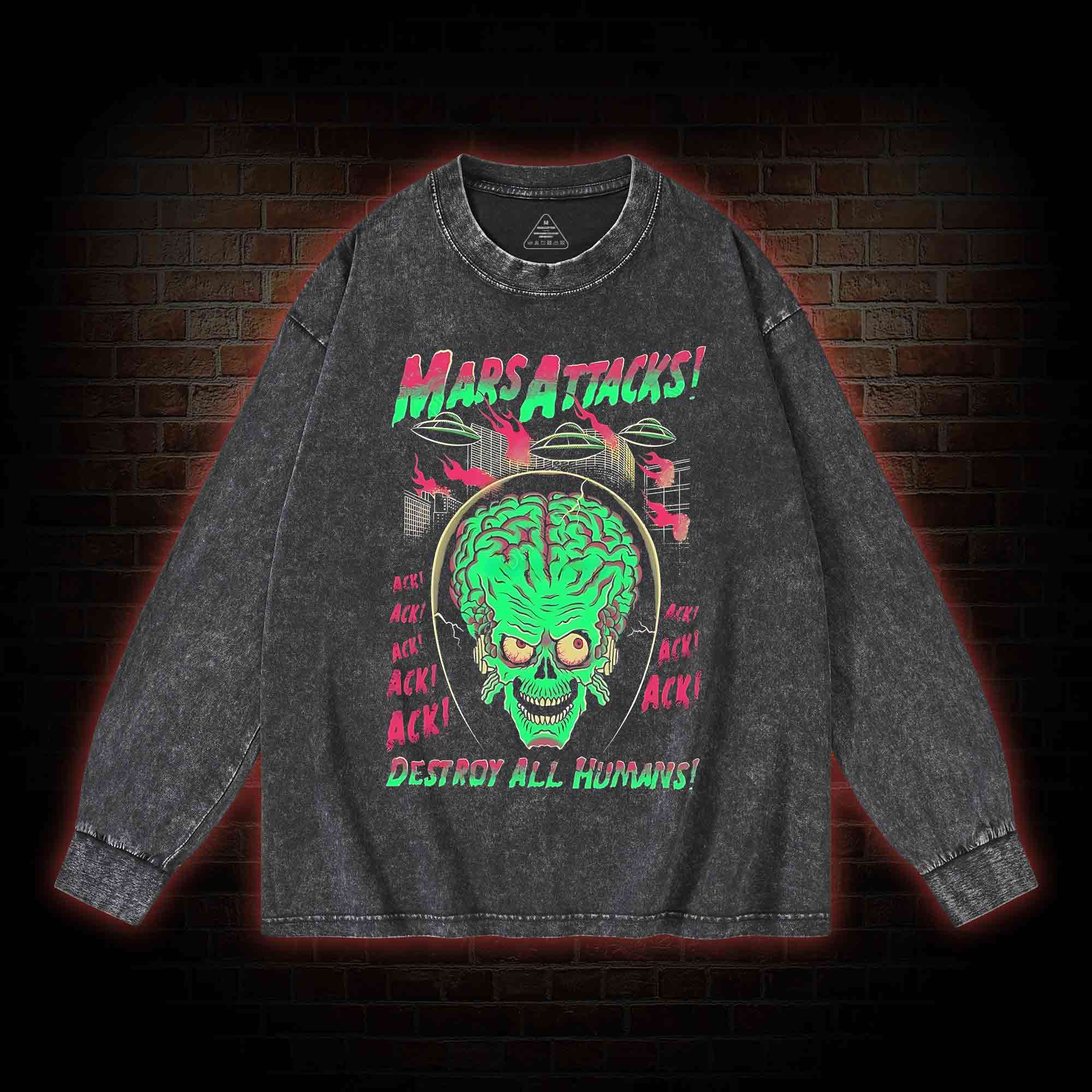 Destory All Humans Washed Long-Sleeve T-shirt