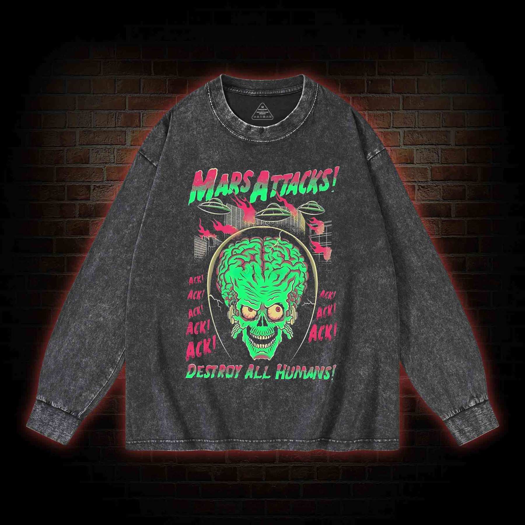 Destory All Humans Washed Long-Sleeve T-shirt