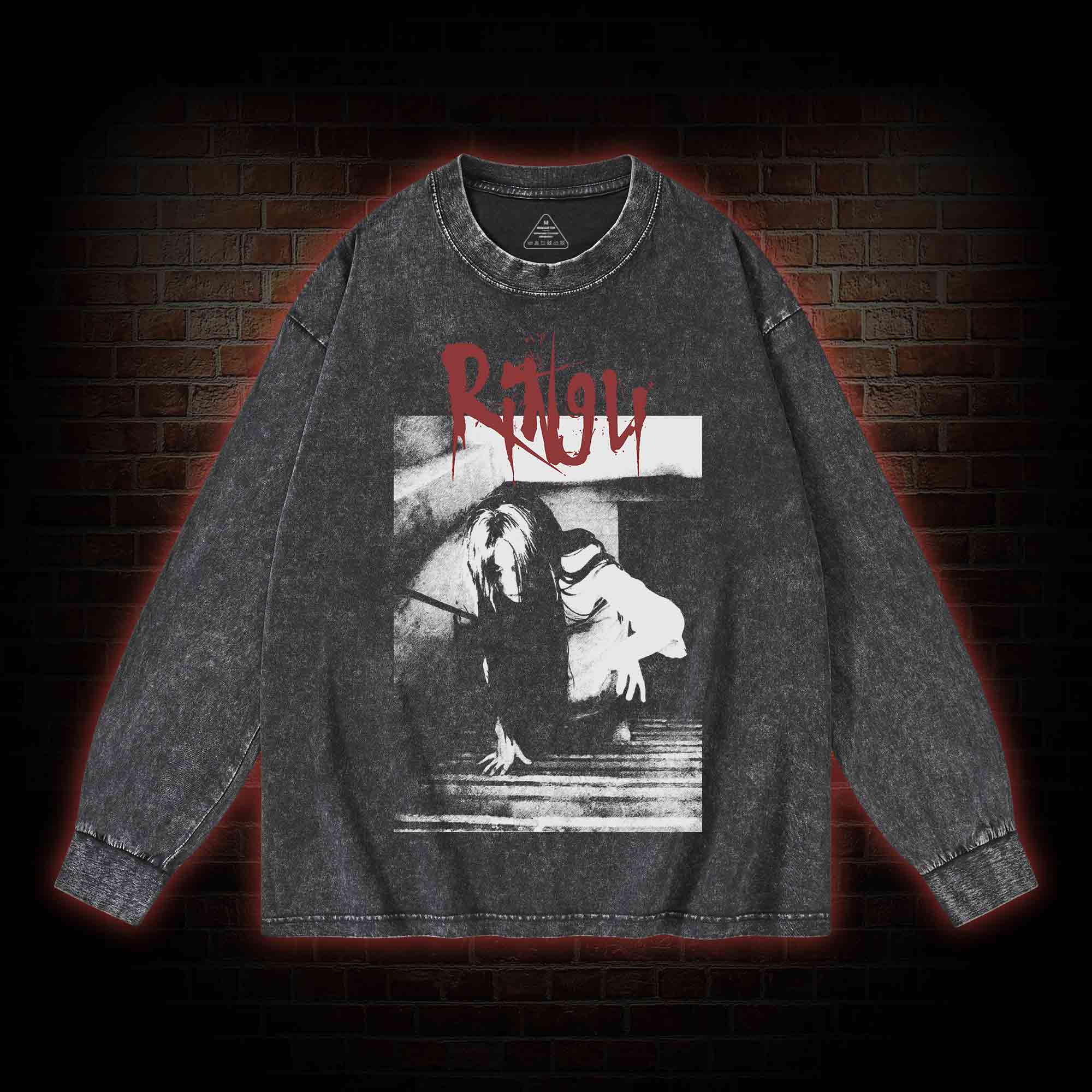 Retro Cursed Videotape Washed Long-Sleeve T-shirt