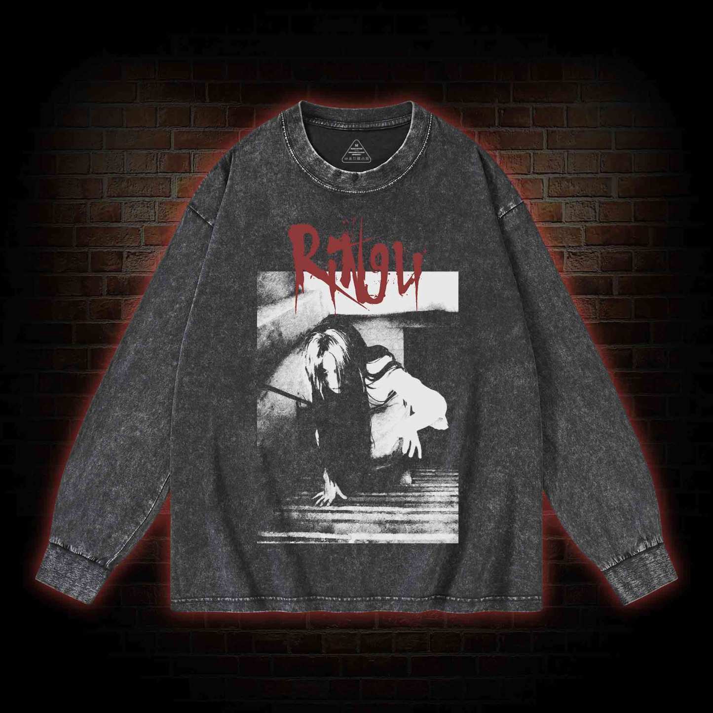Retro Cursed Videotape Washed Long-Sleeve T-shirt
