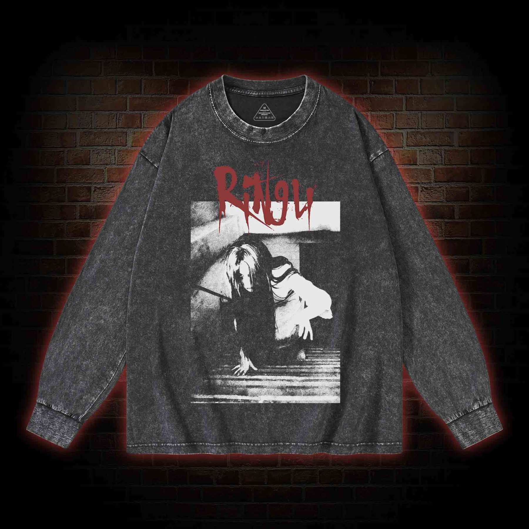 Retro Cursed Videotape Washed Long-Sleeve T-shirt
