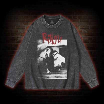 Retro Cursed Videotape Washed Long-Sleeve T-shirt